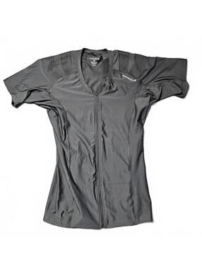 Alignmed Men's XXL Black Zip Posture Compression Shirt Short Sleeve Back Support